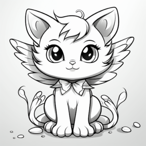 Detailed Angel Cat Coloring Pages for Older Kids 1