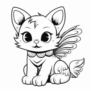 Detailed Angel Cat Coloring Pages for Older Kids 4