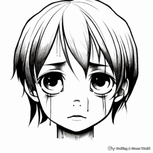 Detailed Anime Sad Face Coloring Pages 1