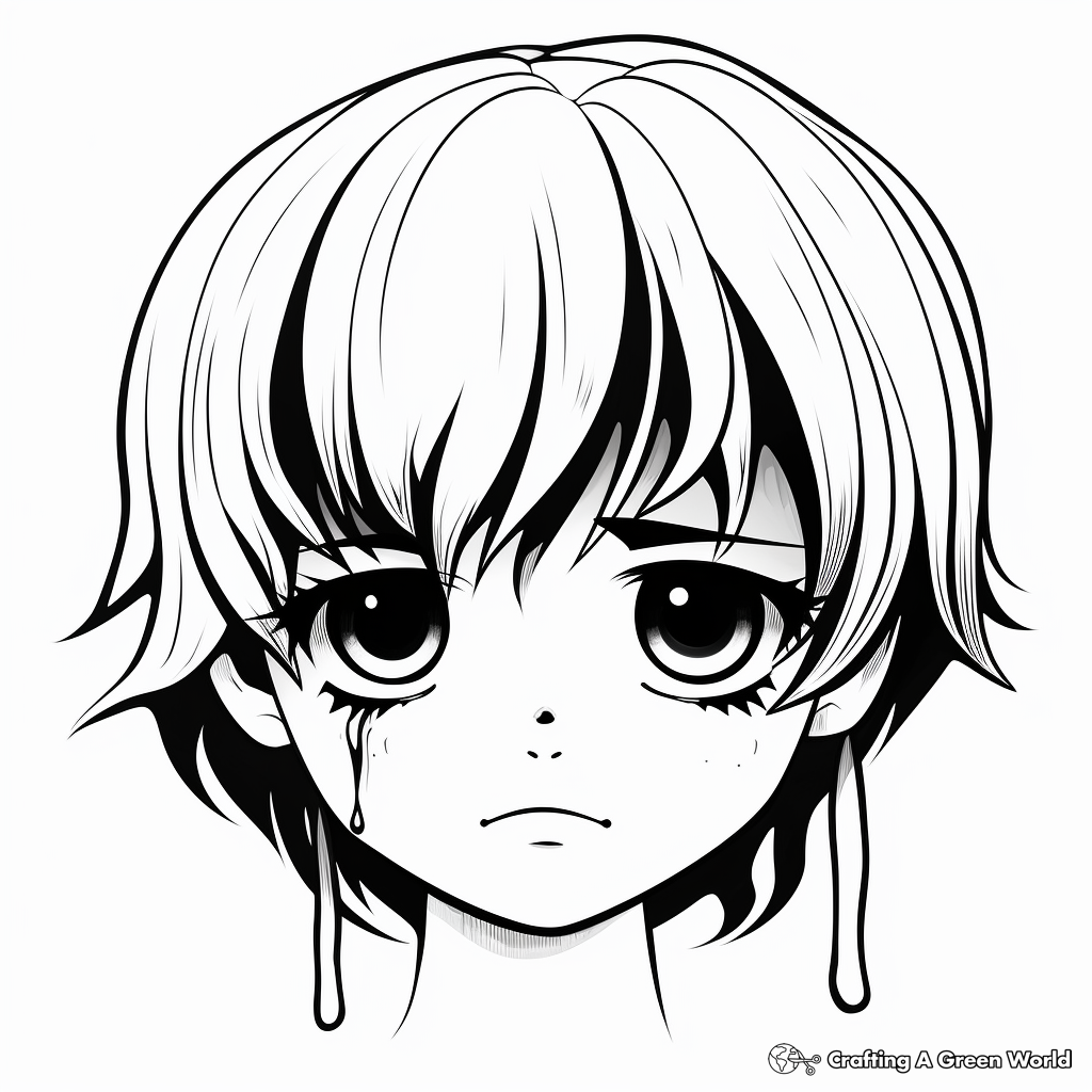 Detailed Anime Sad Face Coloring Pages 3