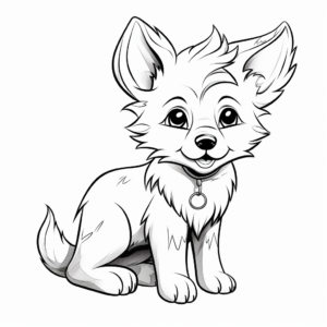 Detailed Anime Wolf Pup Coloring Pages for Adults 1