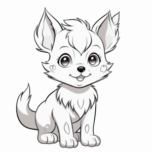 Detailed Anime Wolf Pup Coloring Pages for Adults 4