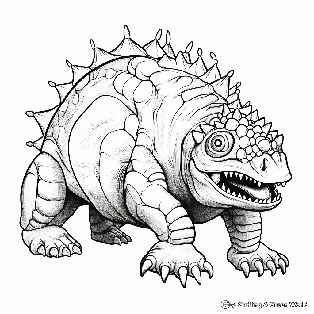 Detailed Ankylosaurus Coloring Pages for Adults 2
