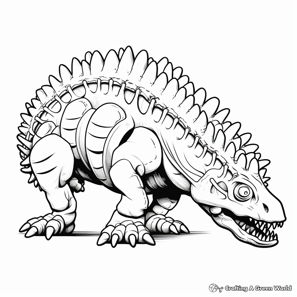 Detailed Ankylosaurus Skeleton Coloring Pages 2