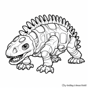 Detailed Ankylosaurus Skeleton Coloring Pages 3