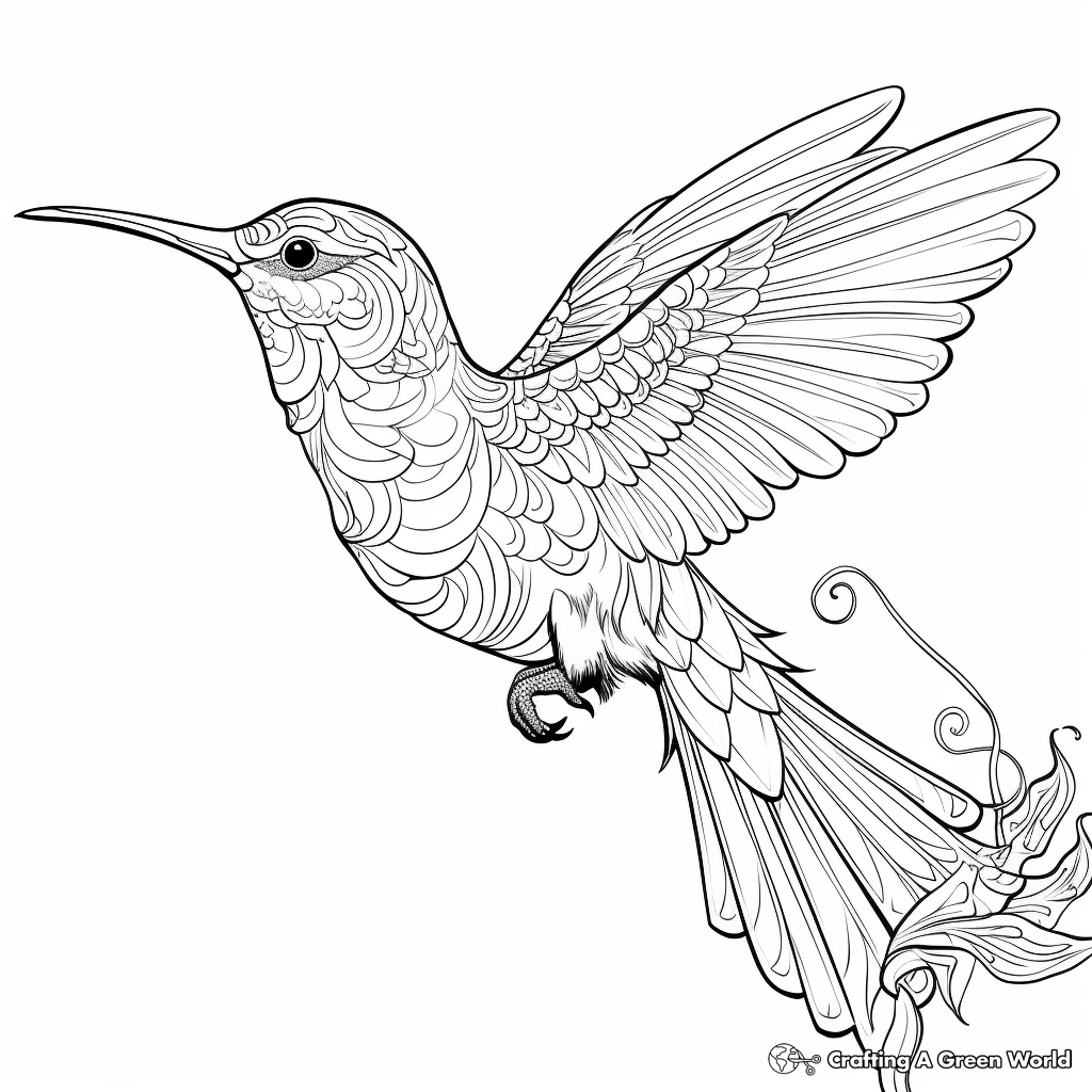 Detailed Anna's Hummingbird Coloring Sheets 3