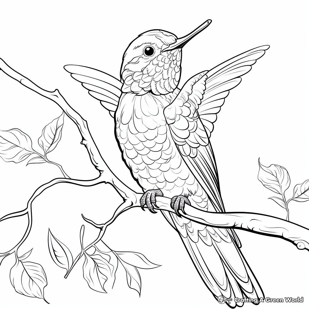 Detailed Anna's Hummingbird Coloring Sheets 4