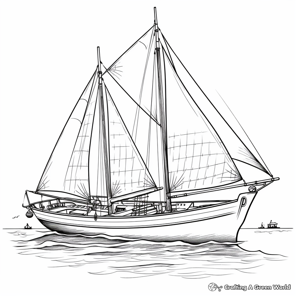 Detailed Antique Sailboat Coloring Pages 2