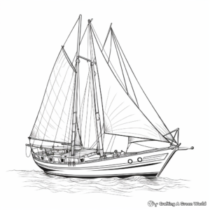 Detailed Antique Sailboat Coloring Pages 4