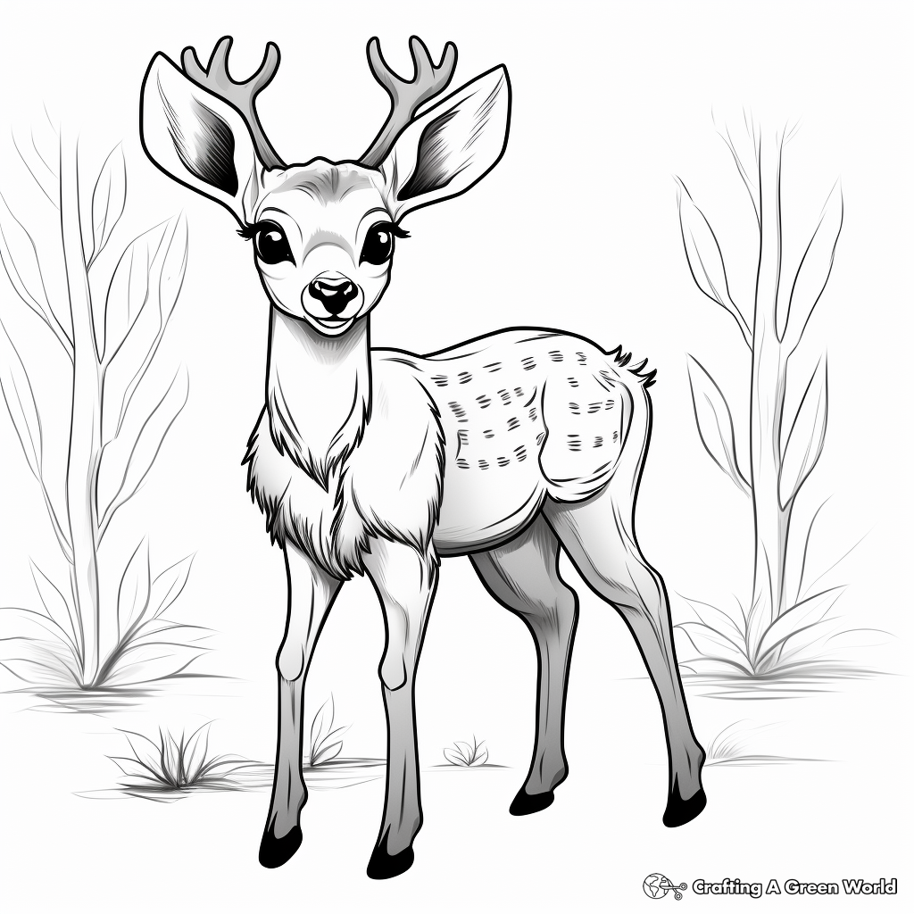 Detailed Antlers Deer Coloring Pages for Adults 1