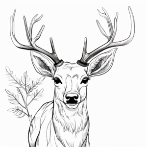 Detailed Antlers Deer Coloring Pages for Adults 2