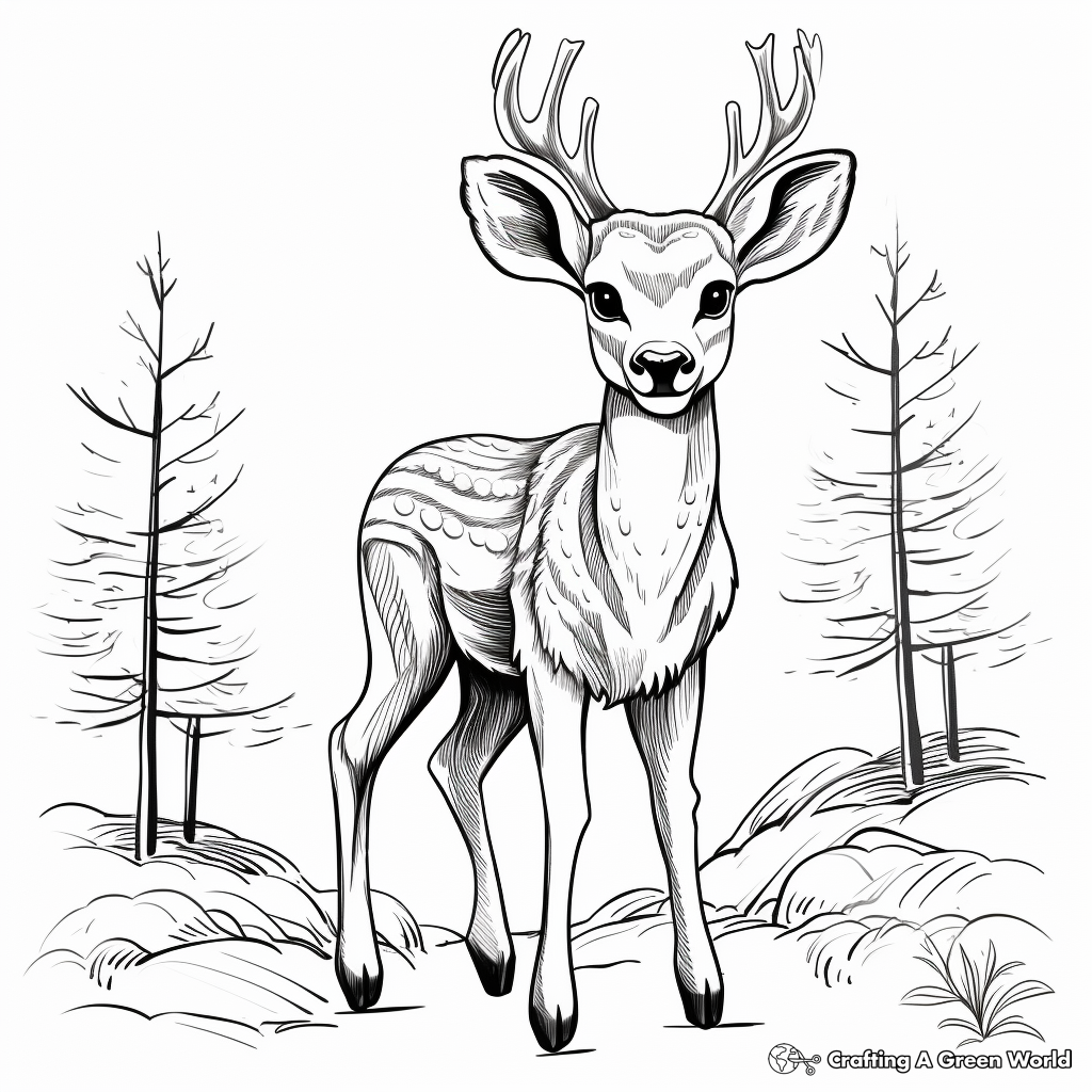 Detailed Antlers Deer Coloring Pages for Adults 4