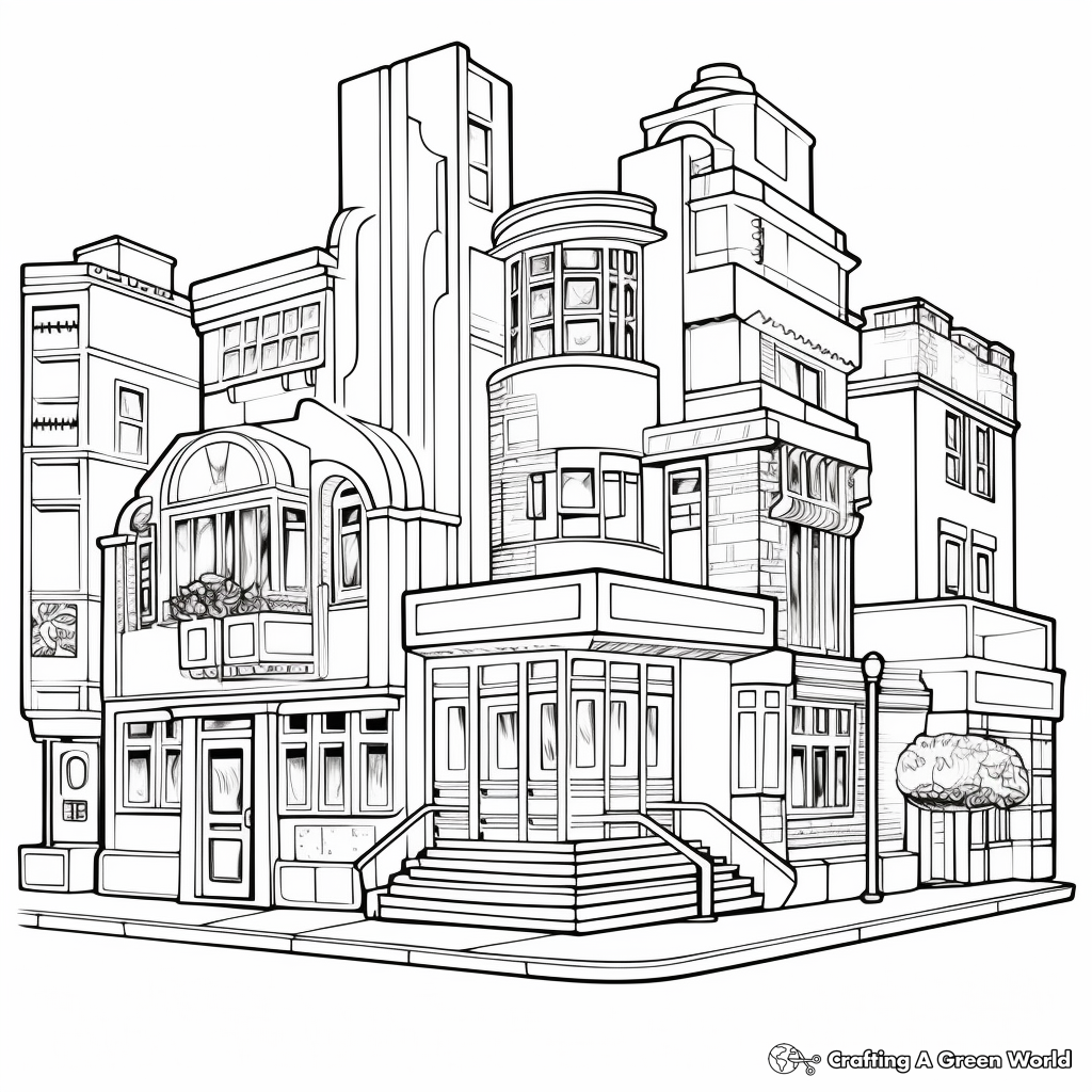 Detailed Architectural Building Coloring Pages 1