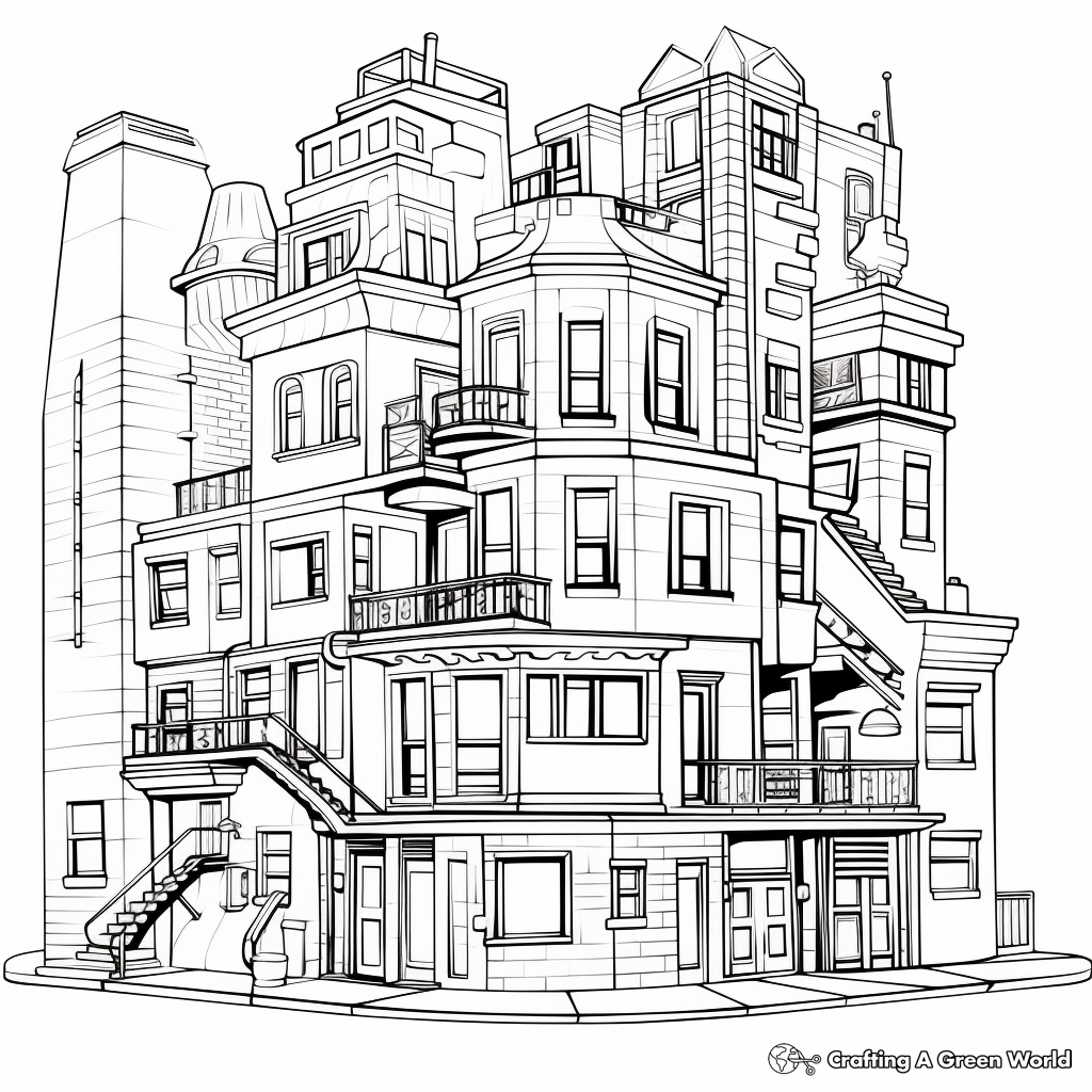 Detailed Architectural Building Coloring Pages 2