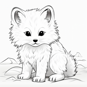 Detailed Arctic Fox Coloring Pages for Adults 1
