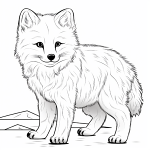 Detailed Arctic Fox Coloring Pages for Adults 3