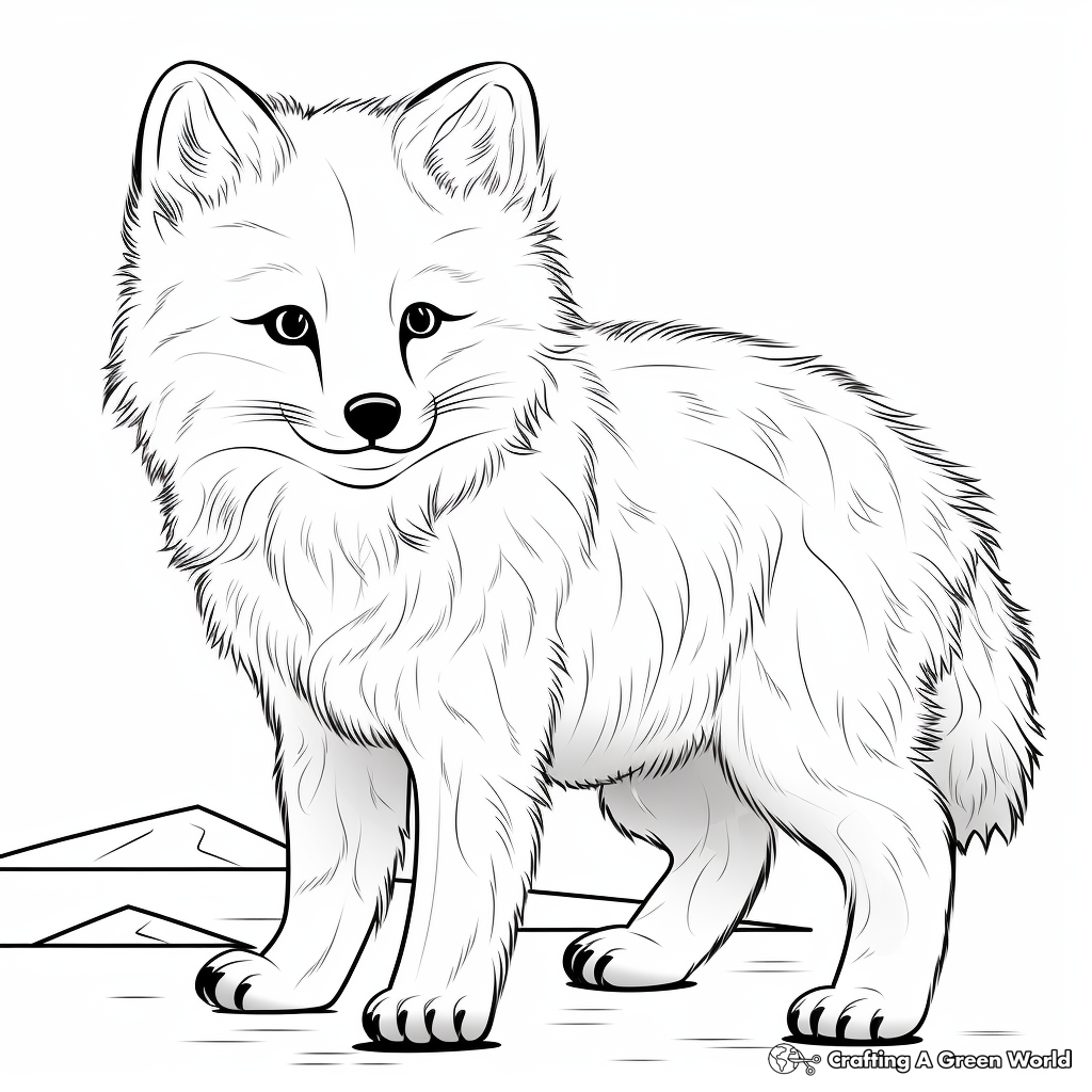 Detailed Arctic Fox Coloring Pages for Adults 3