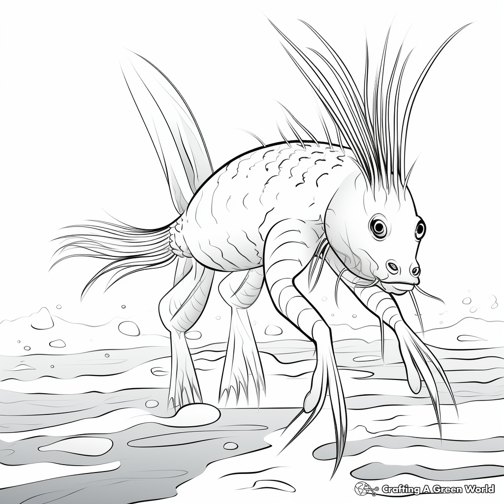 Detailed Arctic Shrimp Coloring Pages for Adults 2