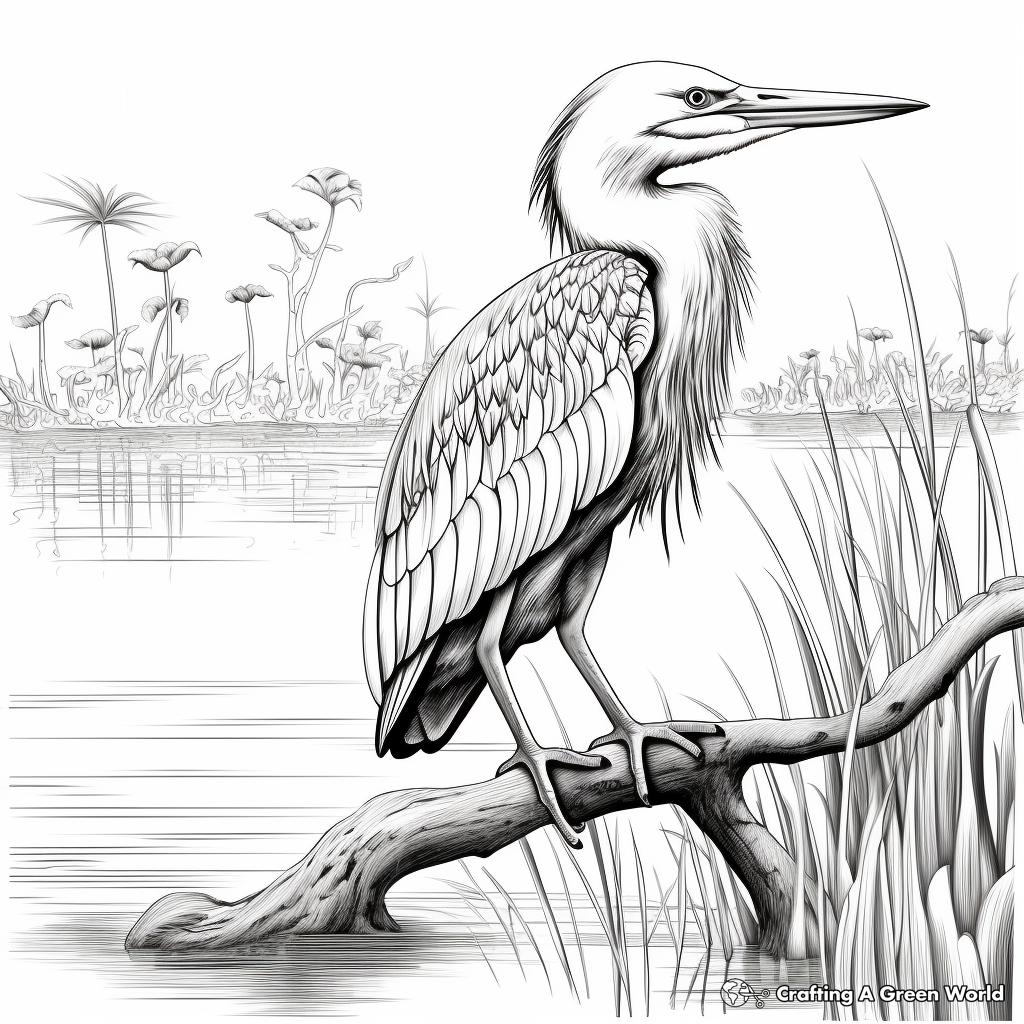 Detailed Artistic Blue Heron Coloring Pages 4