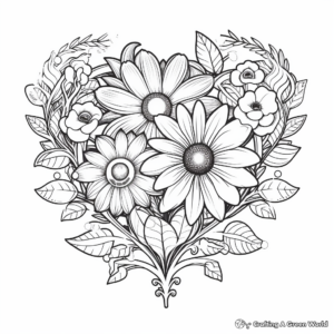 Detailed Aster and Heart Coloring Pages 2