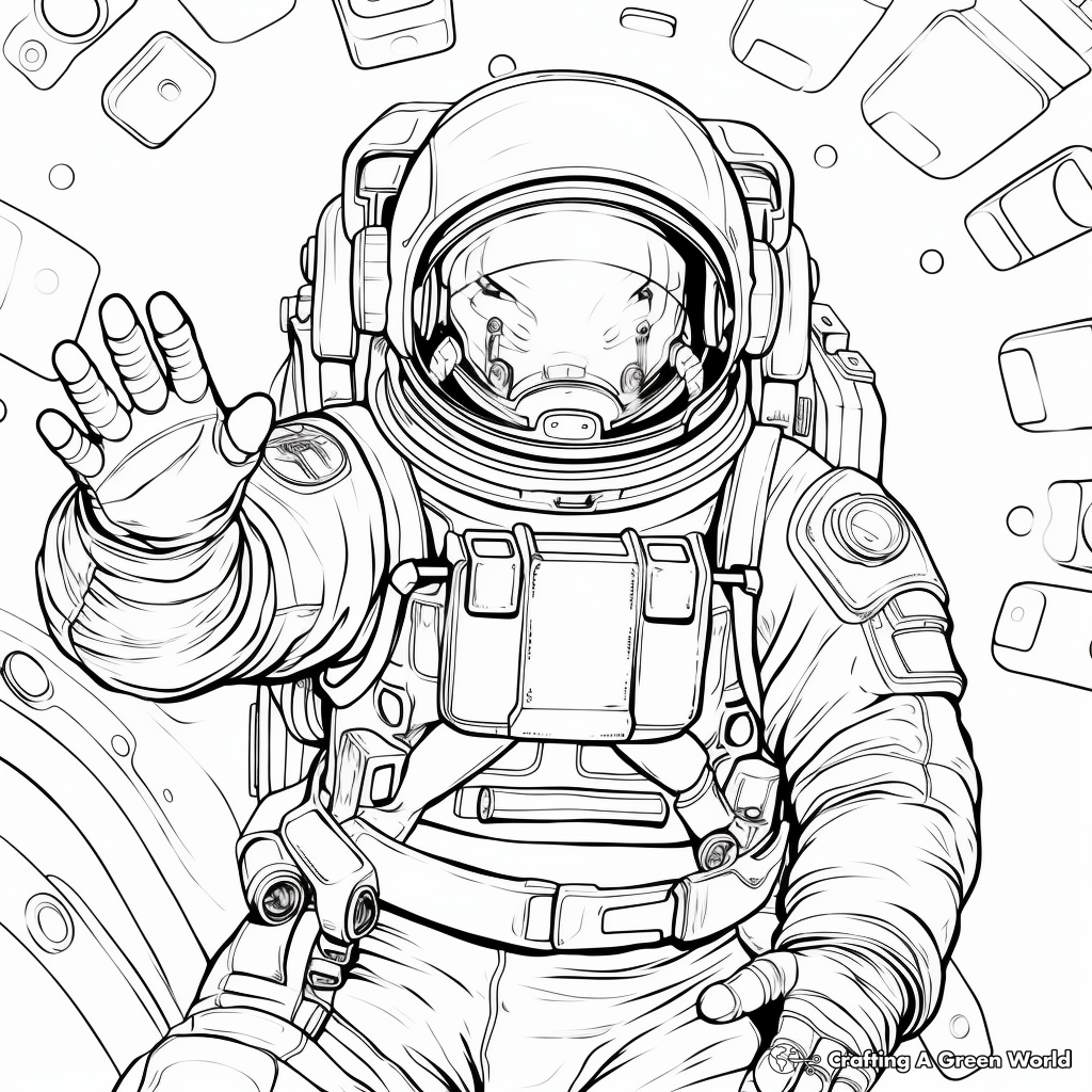 Detailed Astronaut Coloring Pages for Adults 4