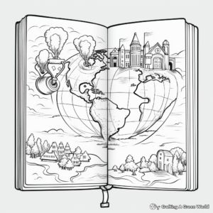 Detailed Atlas Book Coloring Sheets for Adults 1