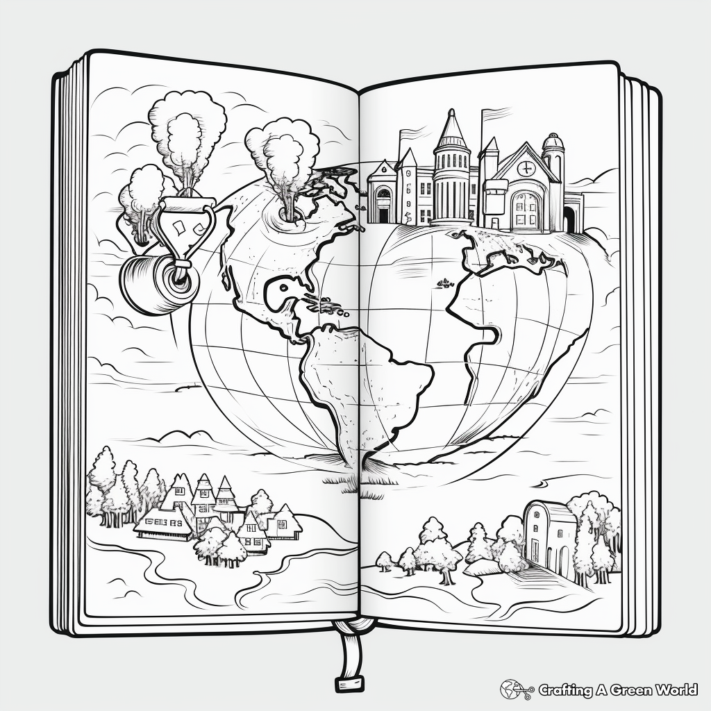 Detailed Atlas Book Coloring Sheets for Adults 1