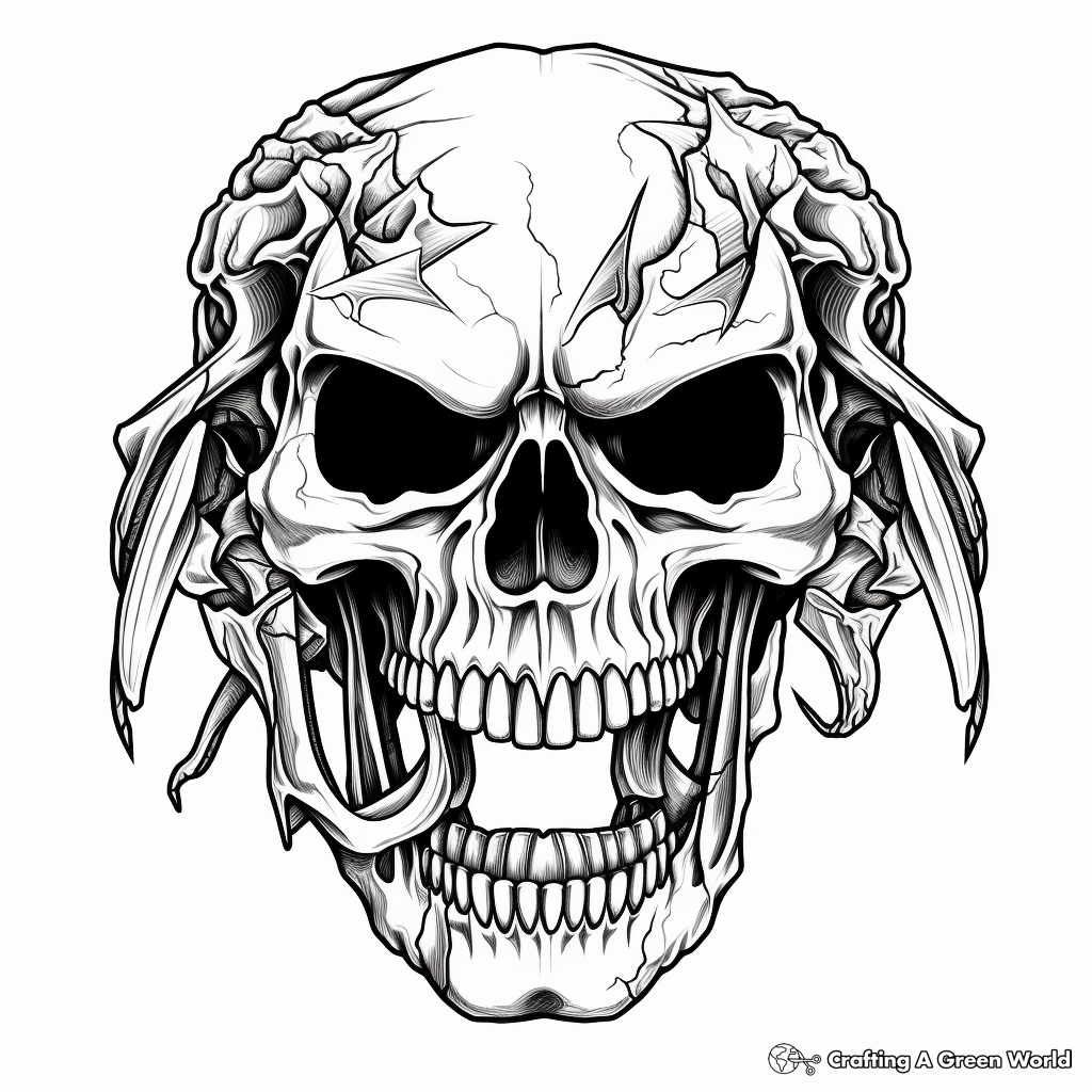 Detailed Atrociraptor Skull Coloring Pages for Adults 4