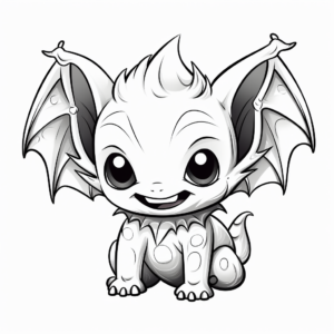 Detailed Baby Bat Cartoon Coloring Pages 3
