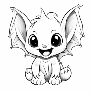Detailed Baby Bat Cartoon Coloring Pages 4
