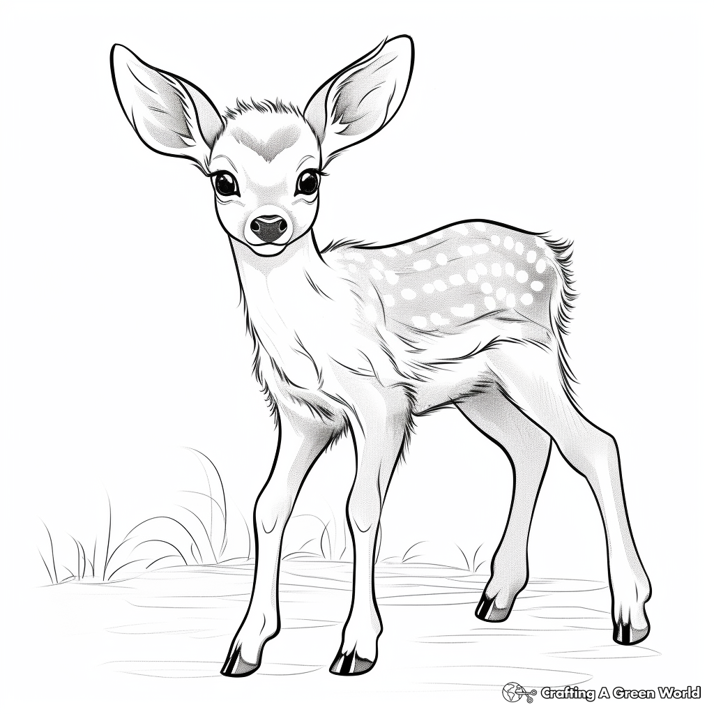 Detailed Baby Deer Coloring Pages for Adults 1
