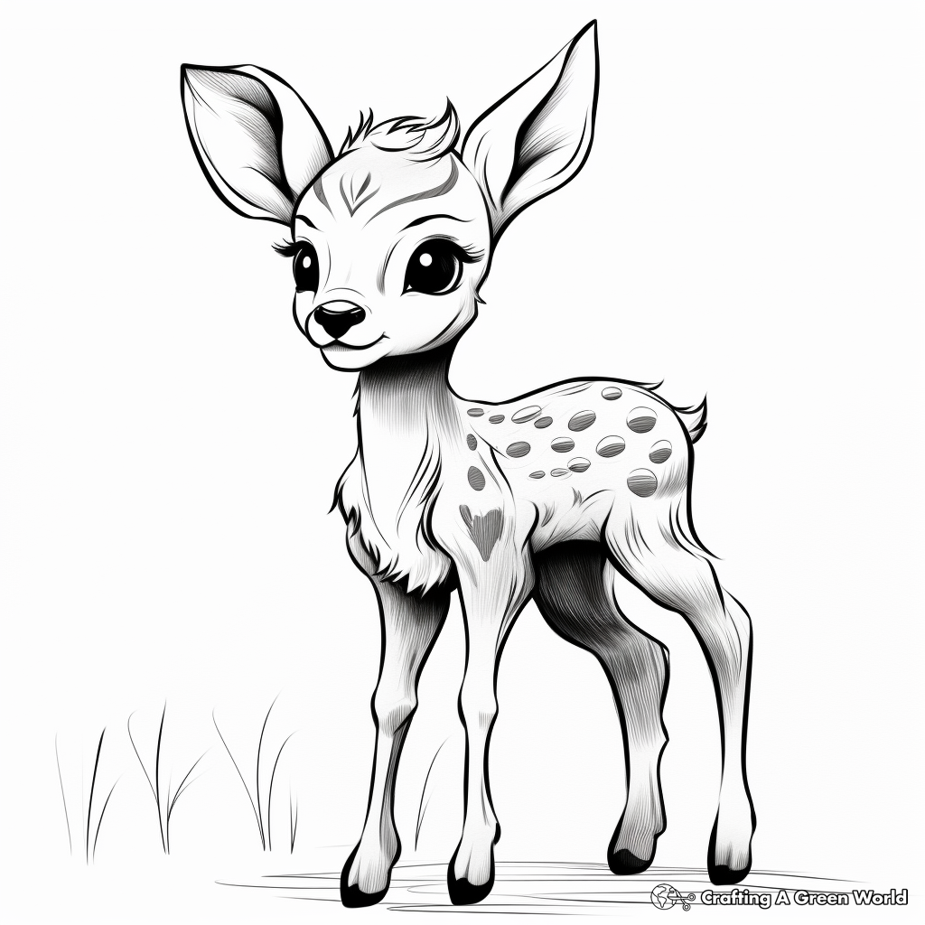 Detailed Baby Deer Coloring Pages for Adults 2