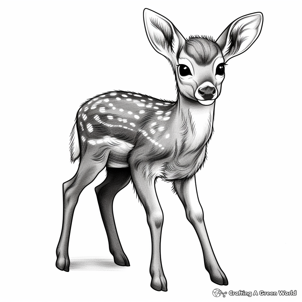 Detailed Baby Deer Coloring Pages for Adults 3