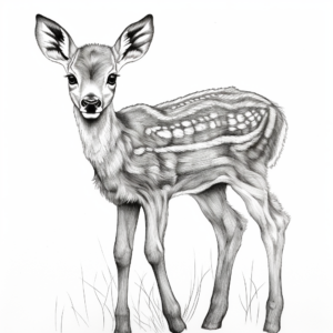 Detailed Baby Deer Coloring Pages for Adults 4