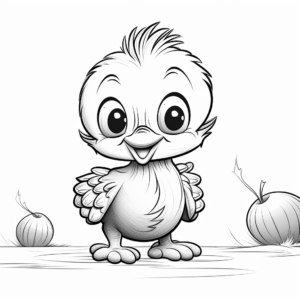 Detailed Baby Turkey Coloring Pages for Adults 1