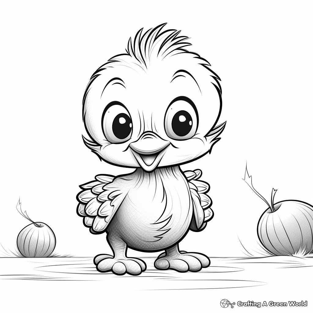 Detailed Baby Turkey Coloring Pages for Adults 1