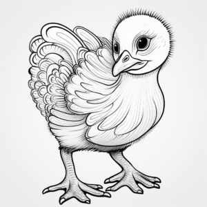 Detailed Baby Turkey Coloring Pages for Adults 3