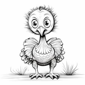 Detailed Baby Turkey Coloring Pages for Adults 4