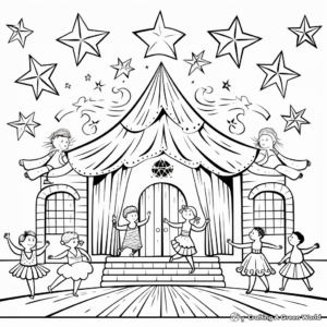 Detailed Ballet Stage Coloring Pages for Adults 1