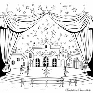 Detailed Ballet Stage Coloring Pages for Adults 3