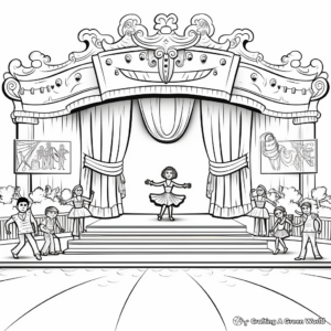 Detailed Ballet Stage Coloring Pages for Adults 4