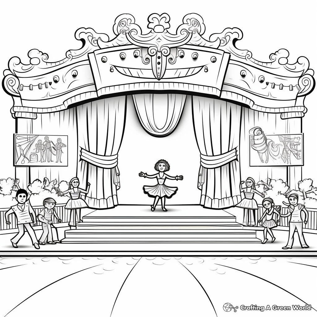 Detailed Ballet Stage Coloring Pages for Adults 4