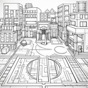 Detailed Basketball Court Layout Coloring Pages 3