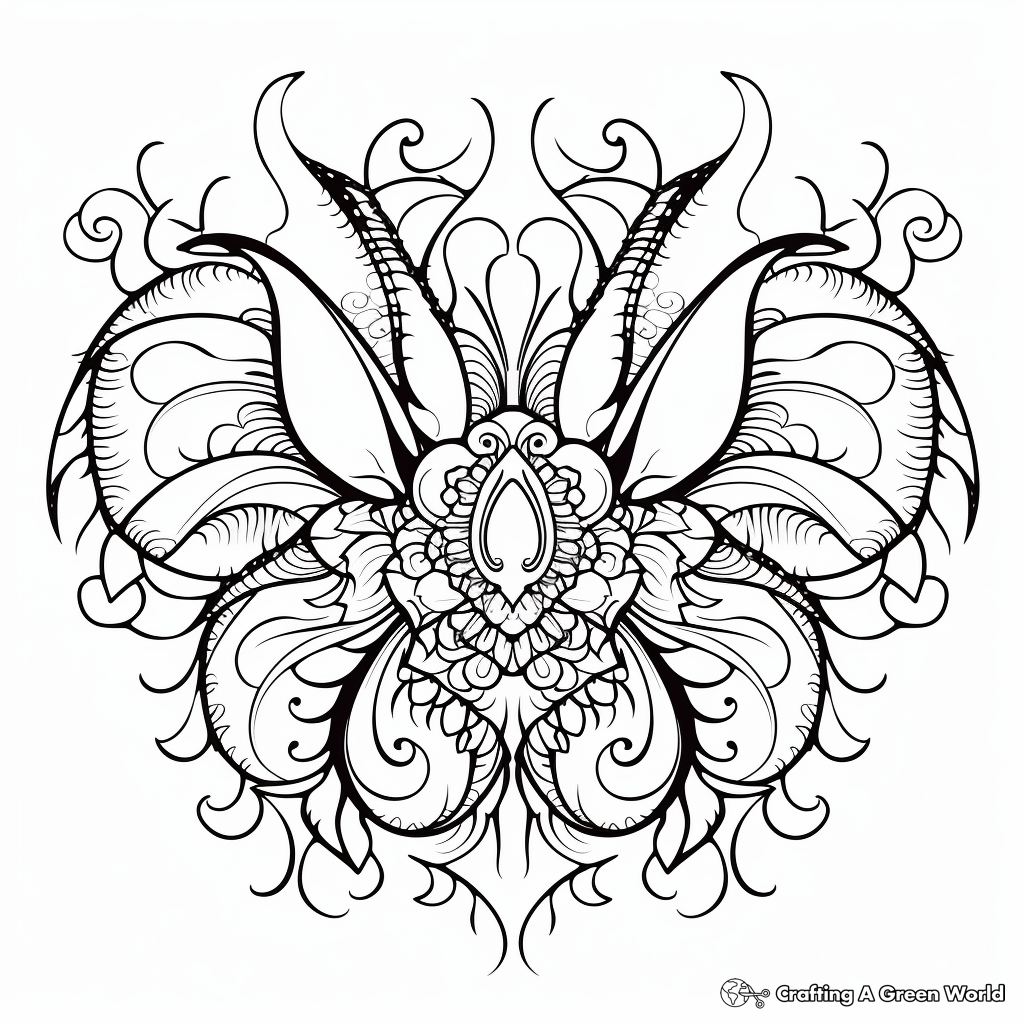 Detailed Bat Mandala Coloring Pages for Adults 1