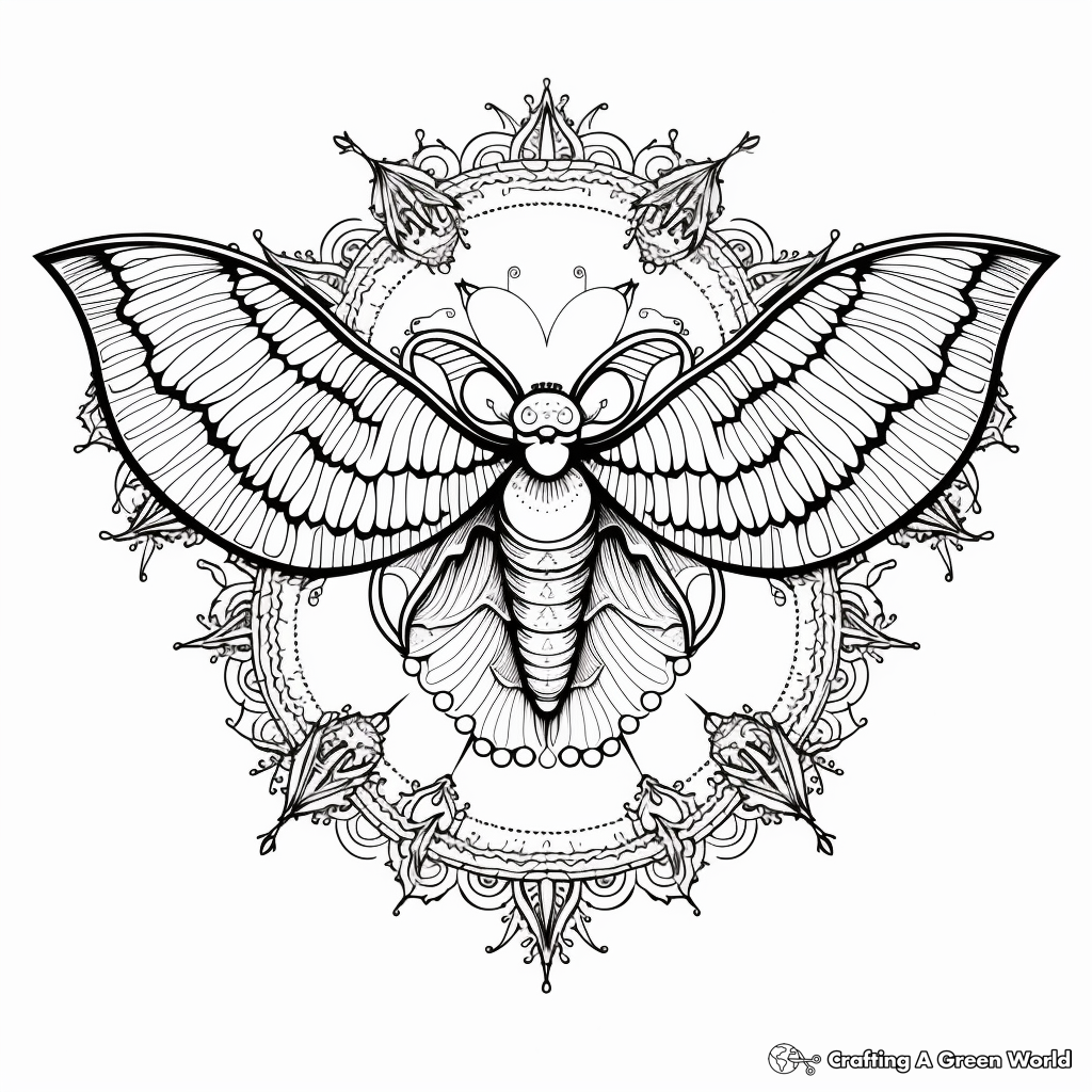 Detailed Bat Mandala Coloring Pages for Adults 2