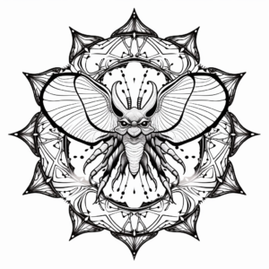 Detailed Bat Mandala Coloring Pages for Adults 3