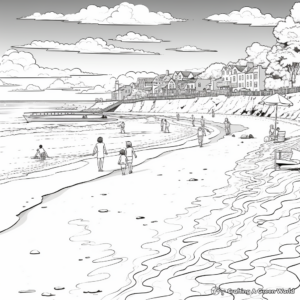 Detailed Beach Landscape Coloring Pages for Adults 3