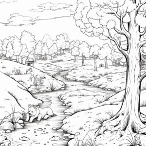 Detailed Bear Hunt Scene for Adult Coloring Pages 3