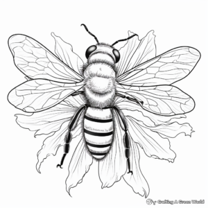 Detailed Bee on Daisy Coloring Pages for Adults 2