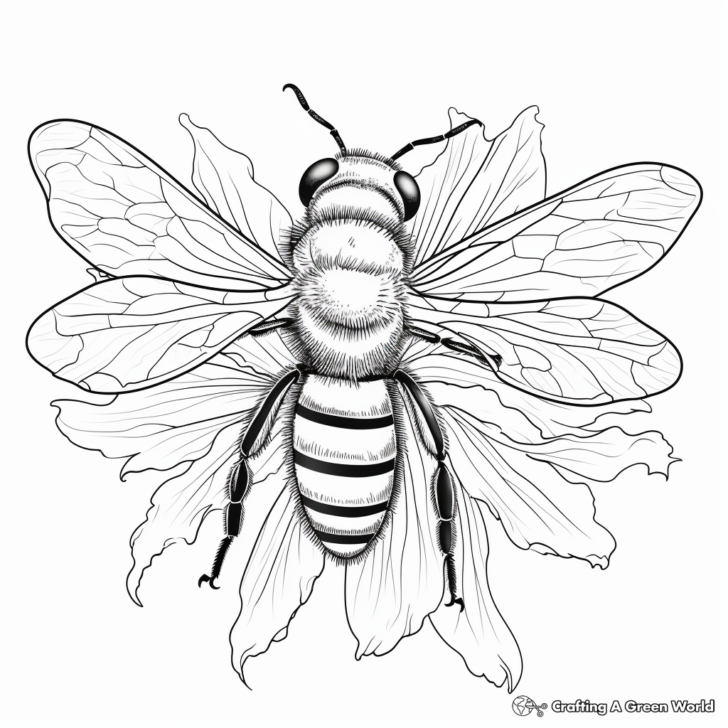 Detailed Bee on Daisy Coloring Pages for Adults 2